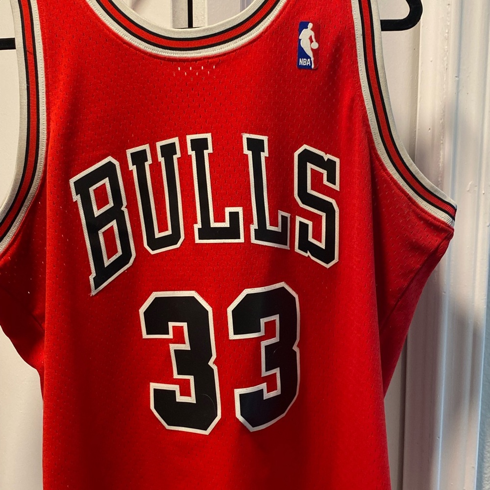 Mitchell & Ness Red and Black Bulls Jersey